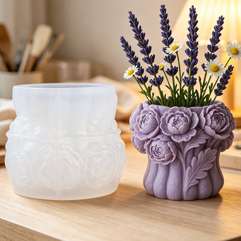 Florist Supply Vases - แม่พิมพ์ซิลิโคนรูปแจกันดอกกุหลาบ 3 มิติ สำหรับทำที่ใส่ปากกา ภาชนะเก็บของ เชิงเทียน